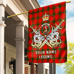 Custom Name Clan MacQuarrie Modern Tartan Garden Flag with Clan Crest and the Golden Sword of Courageous Legacy AS46