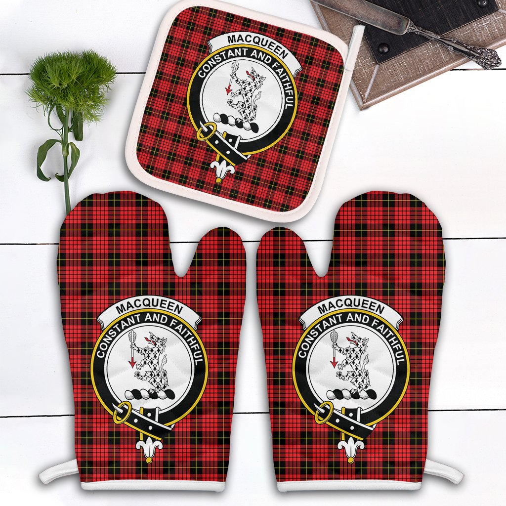 Clan MacQueen Modern Tartan Crest Oven Mitt And Pot Holder (2 Oven Mitts + 1 Pot Holder) SX61 Clan MacQueen Tartan Today   