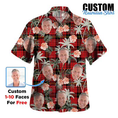 Clan MacQueen Modern Tartan Custom Face Hawaiian Shirt – Unisex Gift for Family Members, Summer Party