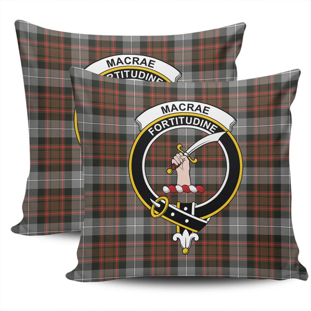 Clan MacRae Hunting Weathered Tartan Crest Pillow Cover CL47 Clan MacRae Tartan Today   