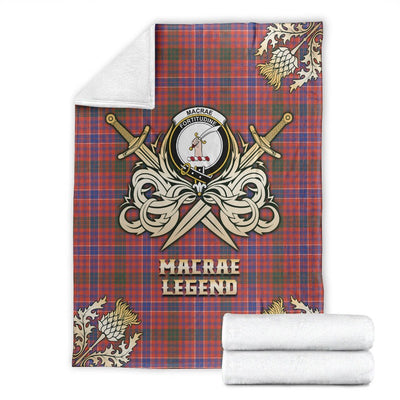 Clan MacRae Ancient Tartan Gold Courage Symbol Blanket FE41