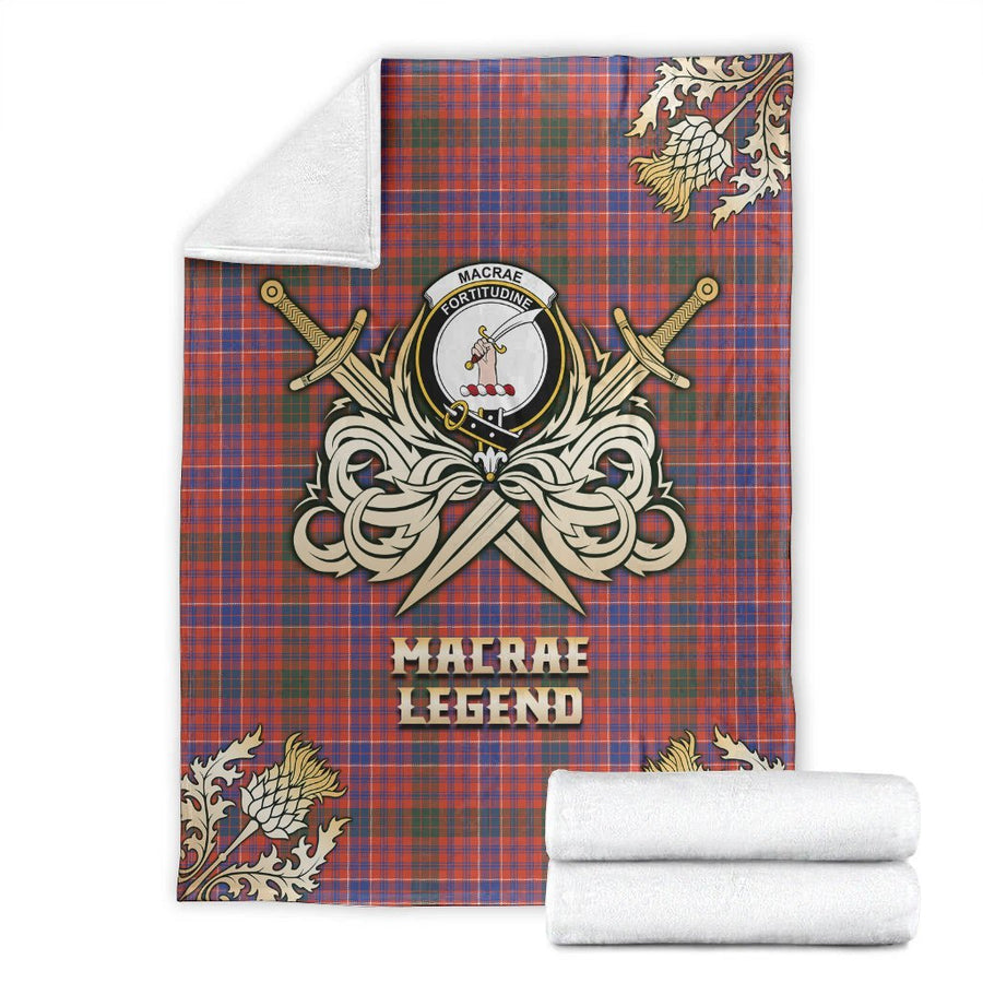 Clan MacRae Ancient Tartan Gold Courage Symbol Blanket FE41 Clan MacRae Tartan Today   