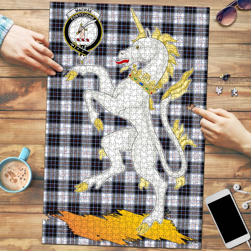 Clan MacRae Dress Modern Tartan Crest Unicorn Scotland Jigsaw Puzzles Gift For Family RH91 Clan MacRae Tartan Today   