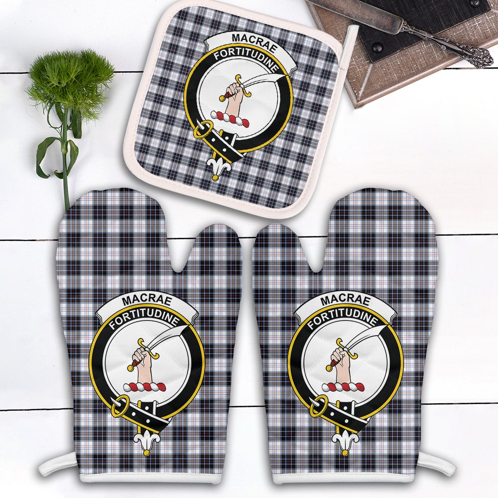 Clan MacRae Dress Modern Tartan Crest Oven Mitt And Pot Holder (2 Oven Mitts + 1 Pot Holder) GW68 Clan MacRae Tartan Today   