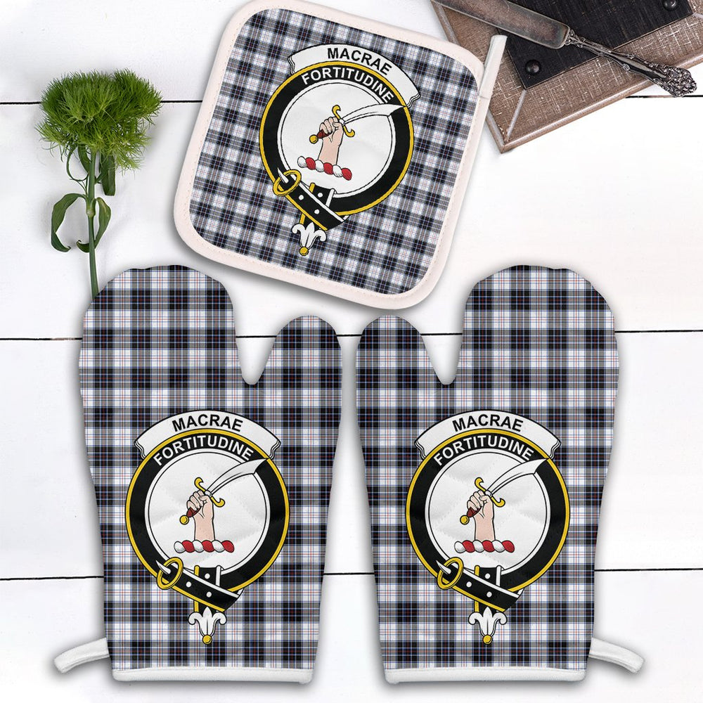 Clan MacRae Dress Modern Tartan Crest Oven Mitt And Pot Holder (2 Oven Mitts + 1 Pot Holder) GW68 Clan MacRae Tartan Today   