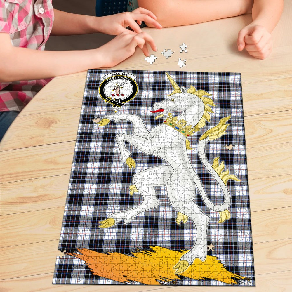 Clan MacRae Dress Modern Tartan Crest Unicorn Scotland Jigsaw Puzzles Gift For Family RH91 Clan MacRae Tartan Today   