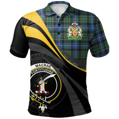 Clan MacRae Hunting Ancient Tartan Polo Shirt - Royal Coat Of Arms Style NU44 MacRae Hunting Ancient Tartan Tartan Polo   