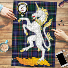 Clan MacRae Hunting Modern Tartan Crest Unicorn Scotland Jigsaw Puzzles Gift For Family ED40 Clan MacRae Tartan Today   