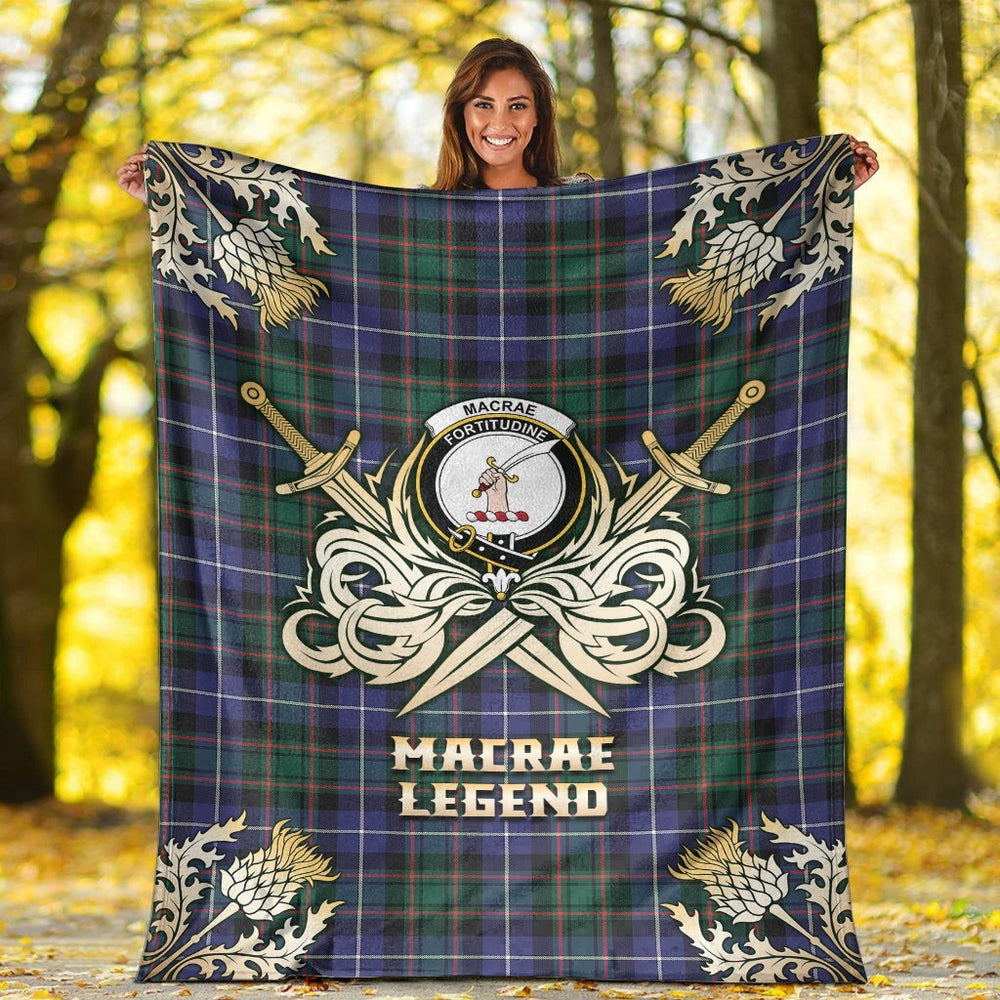 Clan MacRae Hunting Modern Tartan Gold Courage Symbol Blanket YQ42 Clan MacRae Tartan Today   