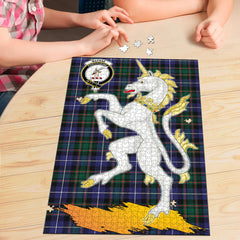 Clan MacRae Hunting Modern Tartan Crest Unicorn Scotland Jigsaw Puzzles Gift For Family ED40 Clan MacRae Tartan Today   