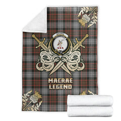 Clan MacRae Hunting Weathered Tartan Gold Courage Symbol Blanket WT18 Clan MacRae Tartan Today   