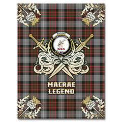 Clan MacRae Hunting Weathered Tartan Gold Courage Symbol Blanket WT18 Clan MacRae Tartan Today   