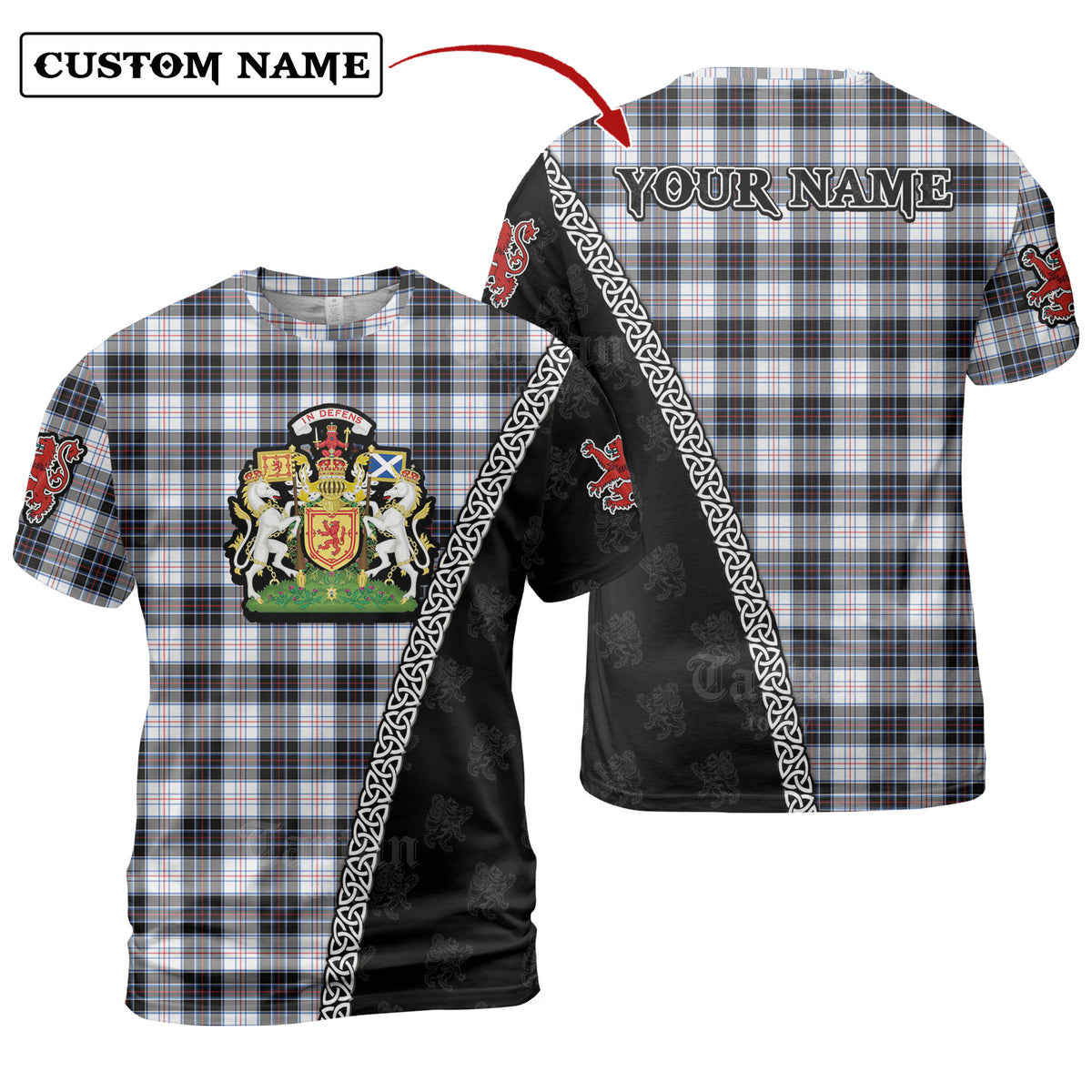 MacRae Dress Modern Tartan Shirt with Scotland Coat of Arms & Custom Name QS56