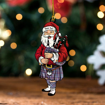 Personalized Clan MacRae of America Weathered Tartan Santa Ornament – Custom Acrylic Christmas Decoration NZ83
