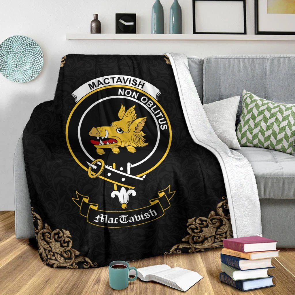 Clan MacTavish Crest Tartan Premium Blanket Black YW47 Clan MacTavish Tartan Today   