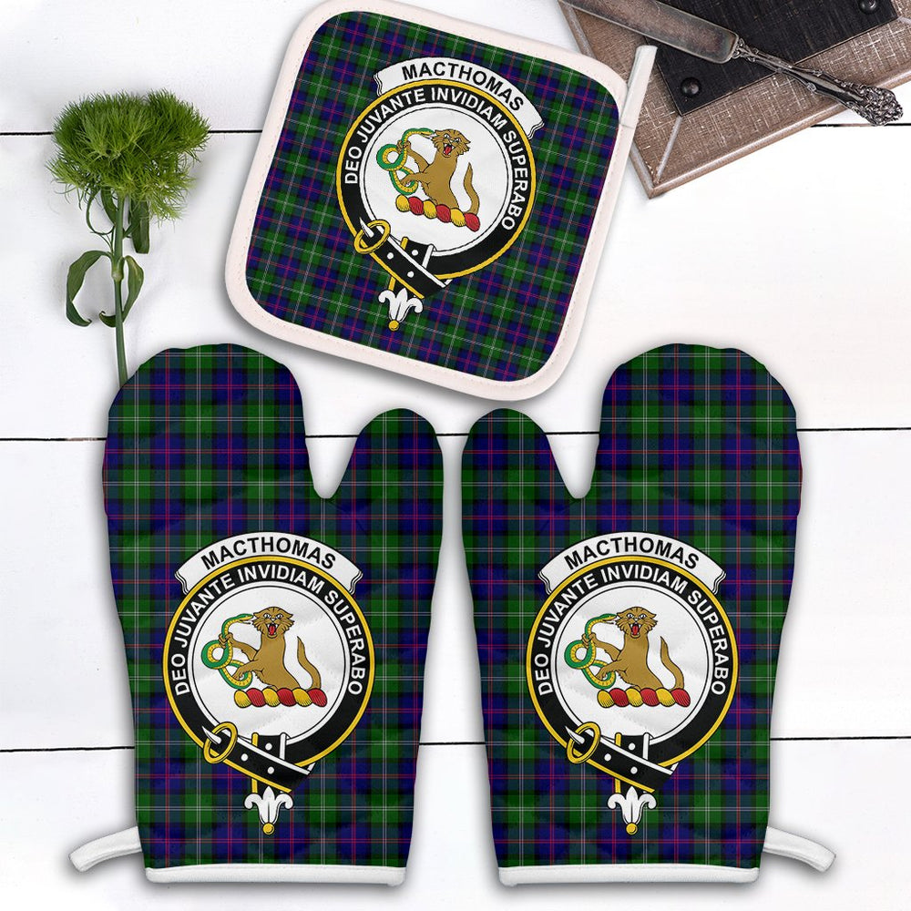 Clan MacThomas Modern Tartan Crest Oven Mitt And Pot Holder (2 Oven Mitts + 1 Pot Holder) YQ37 Clan MacThomas Tartan Today   