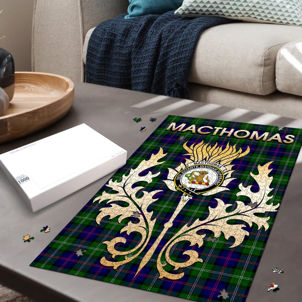 Clan MacThomas Modern Tartan Crest Thistle Jigsaw Puzzles Gift For Family TY83 Clan MacThomas Tartan Today   