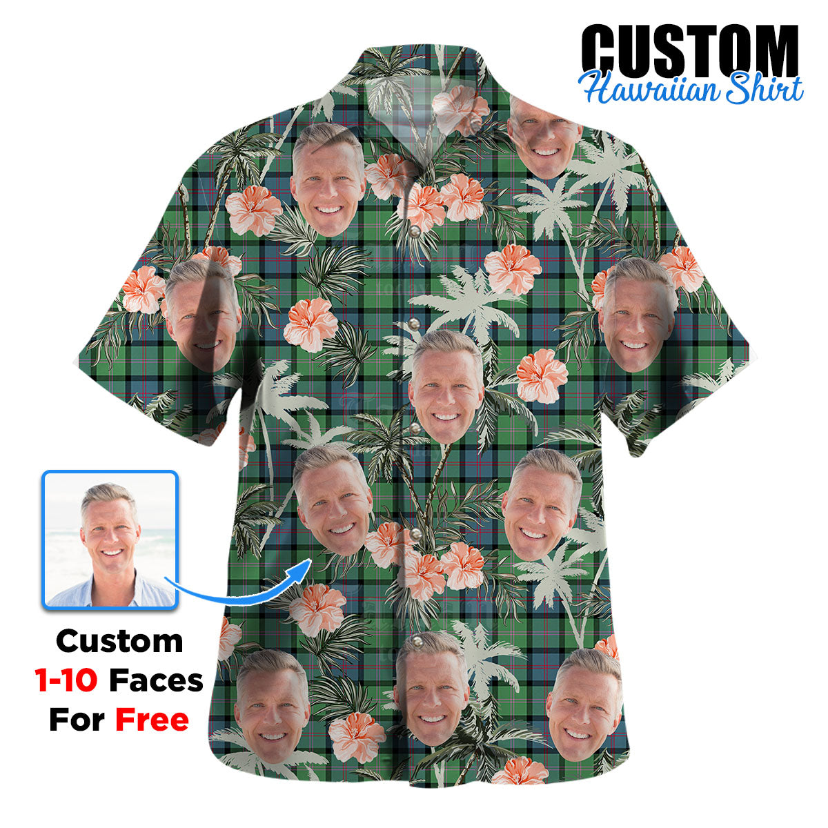 Clan MacThomas Ancient Tartan Custom Face Hawaiian Shirt – Unisex Gift for Family Members, Summer Party JQ45 MacThomas Ancient Tartan Tartan Hawaii Shirt