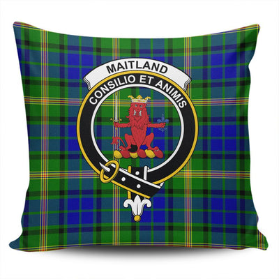 Clan Maitland Tartan Crest Pillow Cover