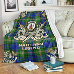Clan Maitland Tartan Gold Courage Symbol Blanket ZQ55 Clan Maitland Tartan Today   