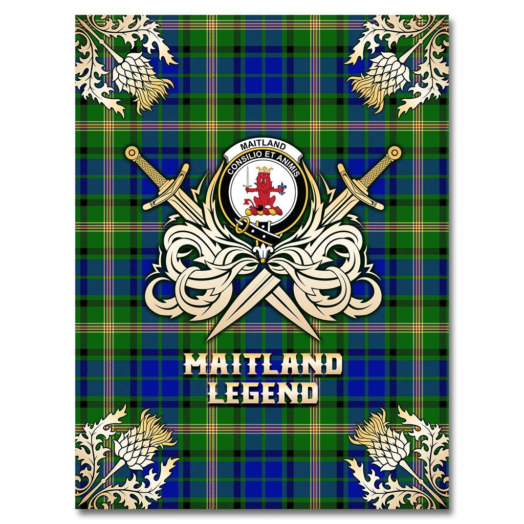 Clan Maitland Tartan Gold Courage Symbol Blanket ZQ55 Clan Maitland Tartan Today   