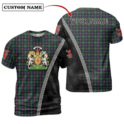 Personalized Clan Malcolm Modern Tartan Shirt with Scotland Coat of Arms & Custom Name