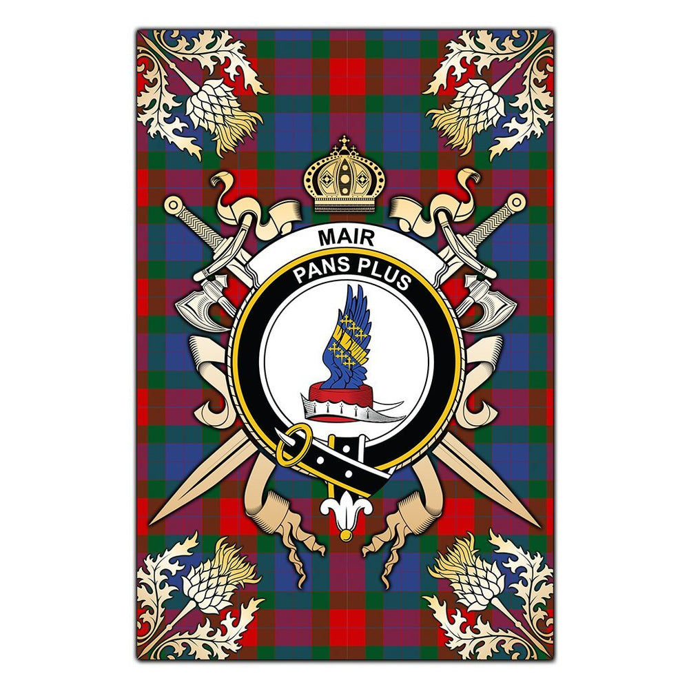 Clan Mar Tartan Crest Black Garden Flag  - Gold Thistle  JX56 Clan Mar Tartan Today   