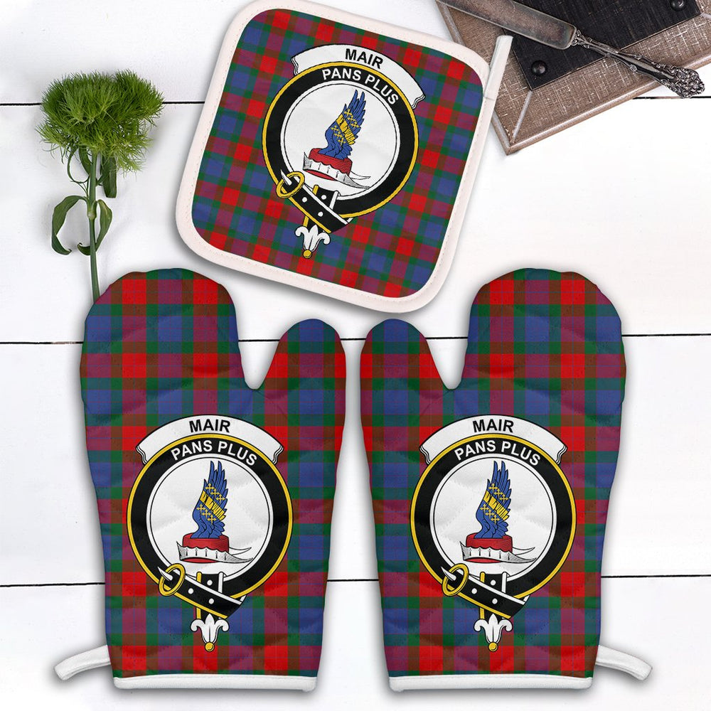 Clan Mar Tartan Crest Oven Mitt And Pot Holder (2 Oven Mitts + 1 Pot Holder) GY24 Clan Mar Tartan Today   