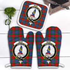 Clan Mar Tartan Crest Oven Mitt And Pot Holder (2 Oven Mitts + 1 Pot Holder) GY24 Clan Mar Tartan Today   