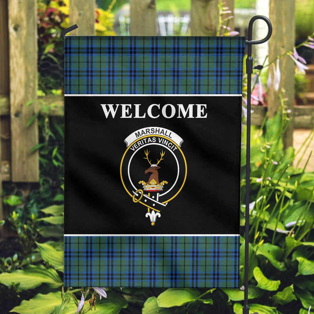Clan Marshall Tartan Crest Black Garden Flag RQ34 Clan Mar Tartan Today   