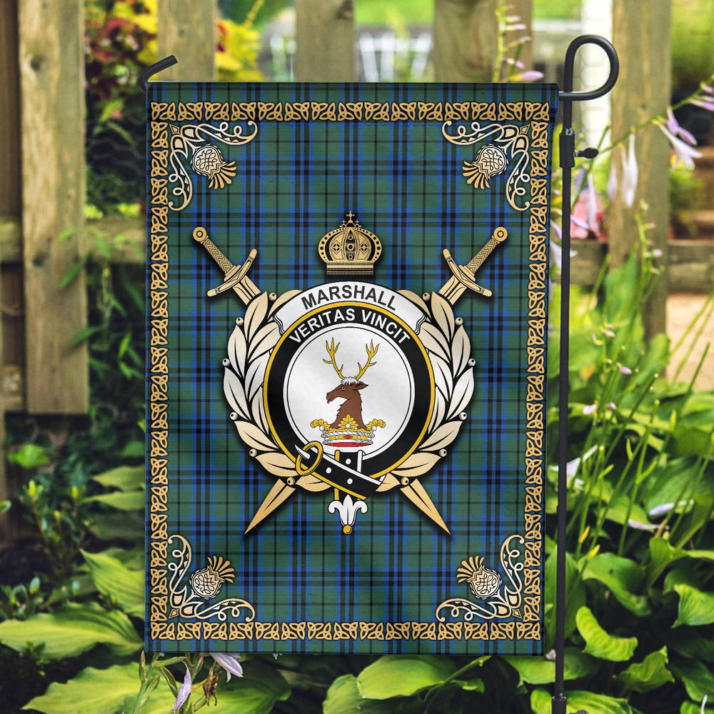 Clan Marshall Tartan Crest Garden Flag  - Celtic Thistle  PJ69 Clan Mar Tartan Today   