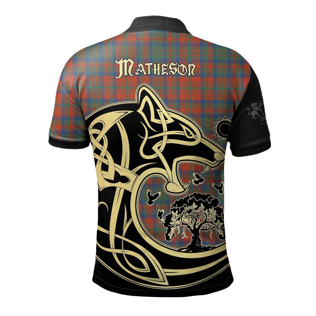 Clan Matheson Ancient Tartan Polo Shirt Viking Wolf UB92 Matheson Ancient Tartan Tartan Polo   