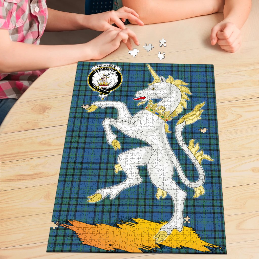 Clan Matheson Hunting Ancient Tartan Crest Unicorn Scotland Jigsaw Puzzles Gift For Family UM89 Clan Matheson Tartan Today   