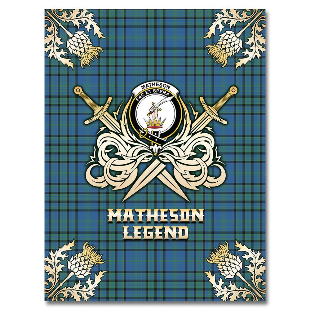Clan Matheson Hunting Ancient Tartan Gold Courage Symbol Blanket QV73 Clan Matheson Tartan Today   