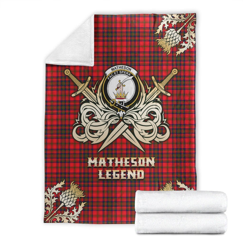 Clan Matheson Modern Tartan Gold Courage Symbol Blanket JN72 Clan Matheson Tartan Today   