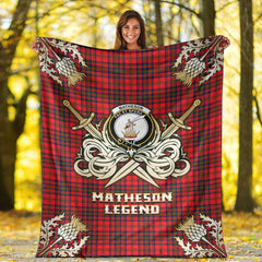 Clan Matheson Modern Tartan Gold Courage Symbol Blanket JN72 Clan Matheson Tartan Today   