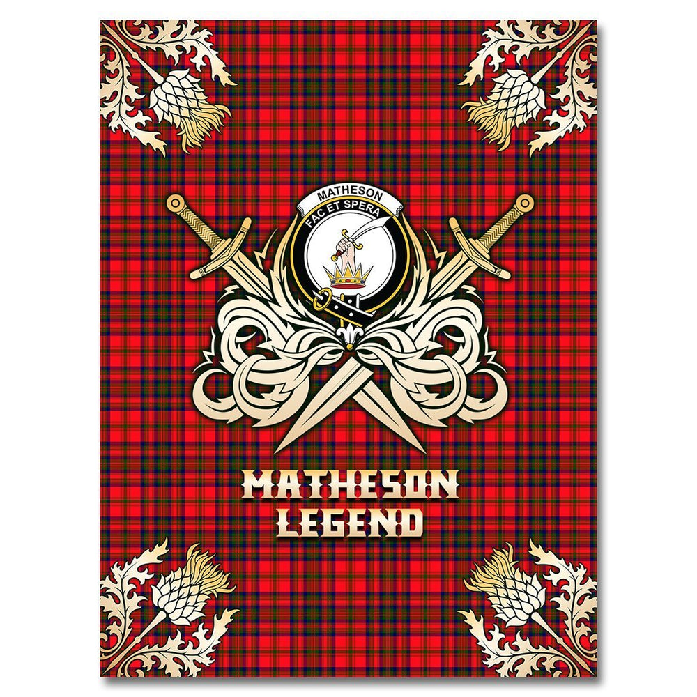 Clan Matheson Modern Tartan Gold Courage Symbol Blanket JN72 Clan Matheson Tartan Today   