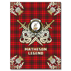 Clan Matheson Modern Tartan Gold Courage Symbol Blanket JN72 Clan Matheson Tartan Today   