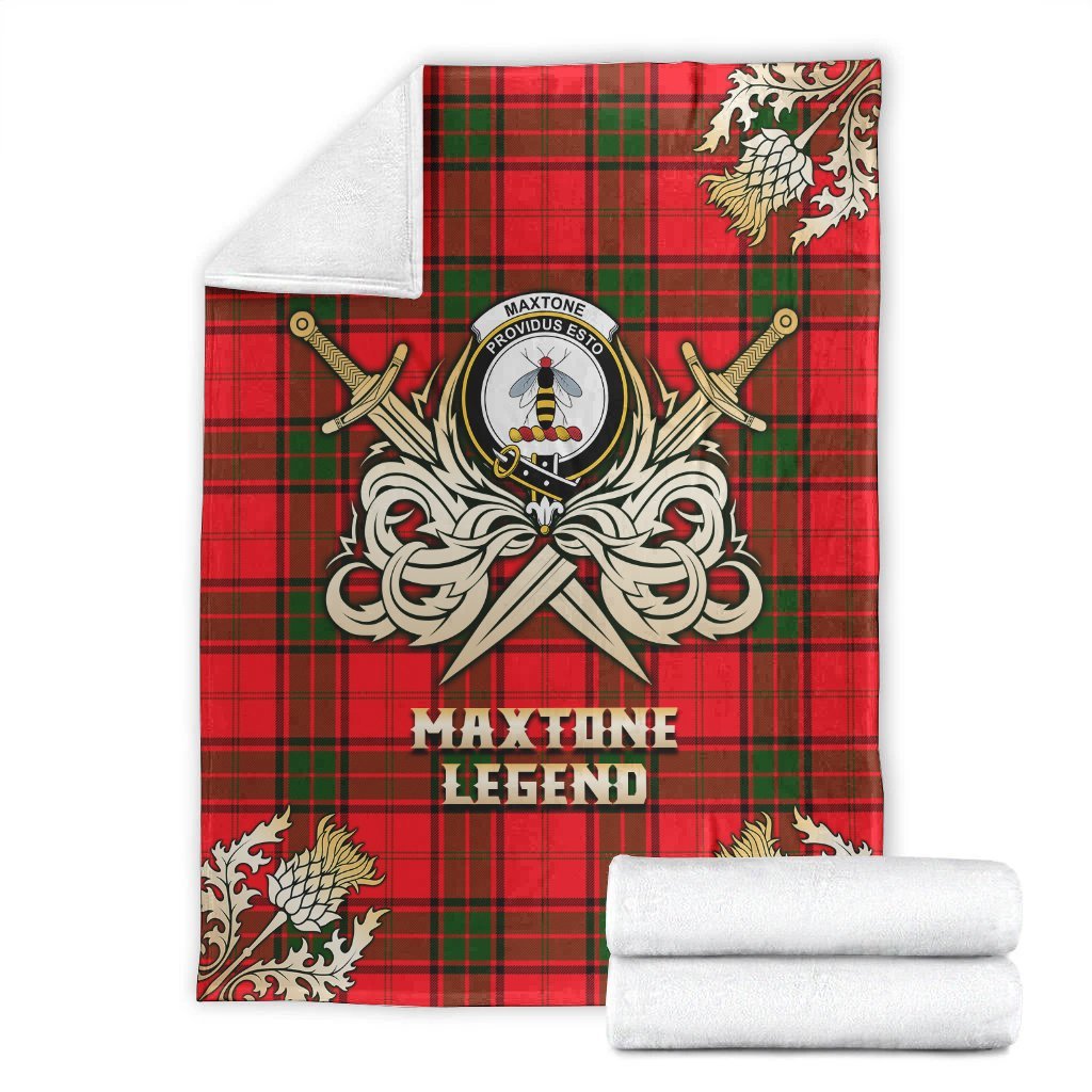 Clan Maxtone Tartan Gold Courage Symbol Blanket PF71 Clan Maxtone Tartan Today   