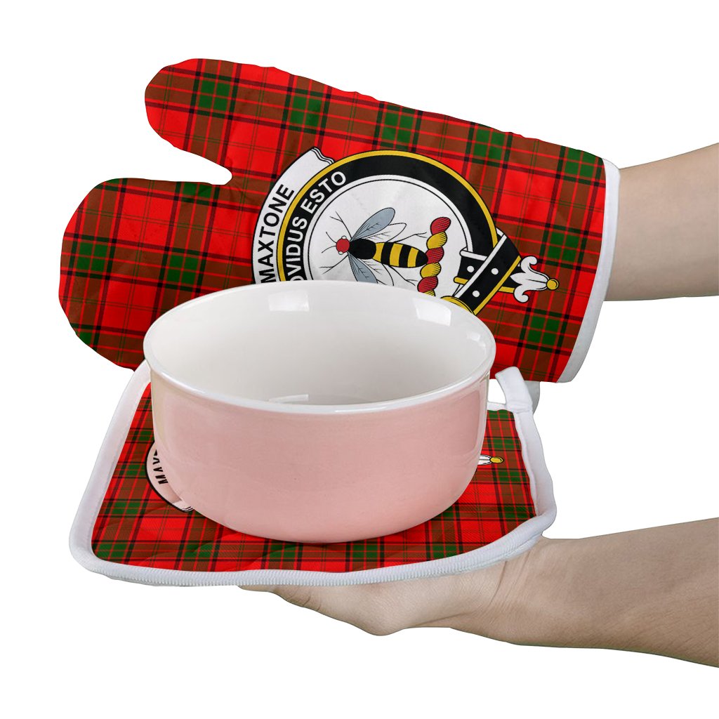 Clan Maxtone Tartan Crest Oven Mitt And Pot Holder (2 Oven Mitts + 1 Pot Holder) ND18 Clan Maxtone Tartan Today   