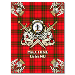 Clan Maxtone Tartan Gold Courage Symbol Blanket PF71 Clan Maxtone Tartan Today   
