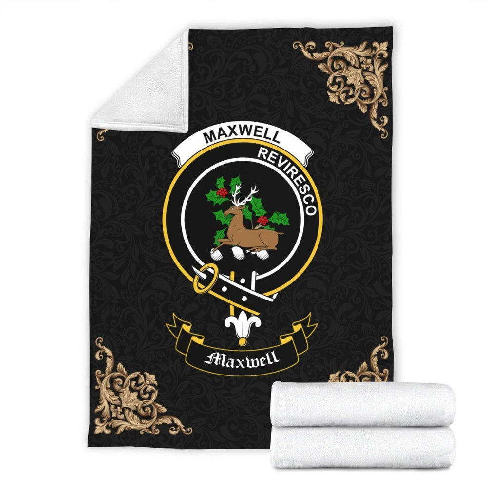 Clan Maxwell Crest Tartan Premium Blanket Black QI93 Clan Maxwell Tartan Today   