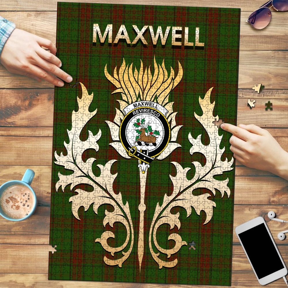 Clan Maxwell Hunting Tartan Crest Thistle Jigsaw Puzzles Gift For Family QQ46 Clan Maxwell Tartan Today   