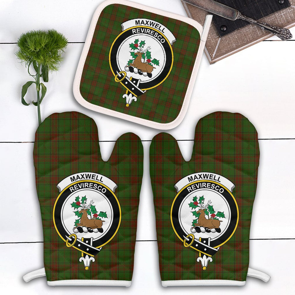 Clan Maxwell Hunting Tartan Crest Oven Mitt And Pot Holder (2 Oven Mitts + 1 Pot Holder) TP11 Clan Maxwell Tartan Today   