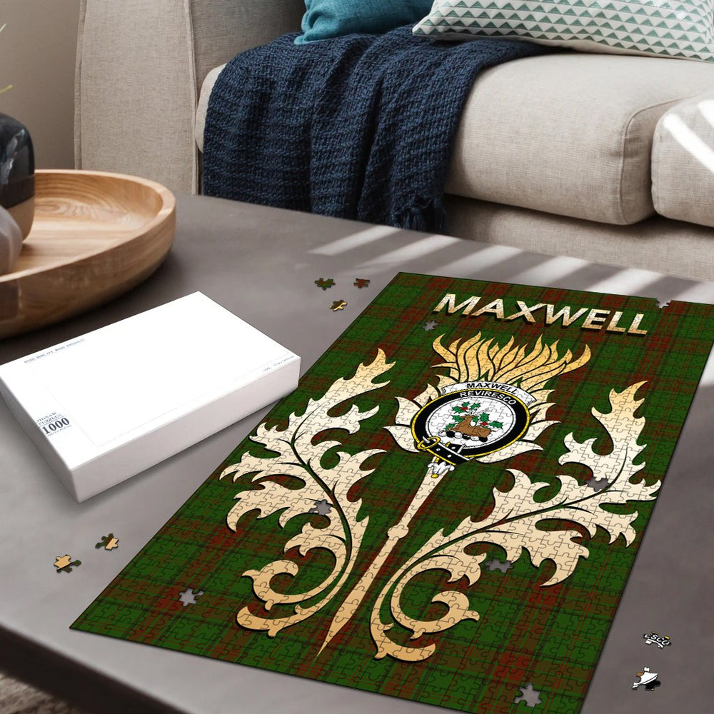 Clan Maxwell Hunting Tartan Crest Thistle Jigsaw Puzzles Gift For Family QQ46 Clan Maxwell Tartan Today   