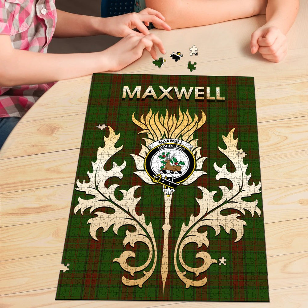 Clan Maxwell Hunting Tartan Crest Thistle Jigsaw Puzzles Gift For Family QQ46 Clan Maxwell Tartan Today   