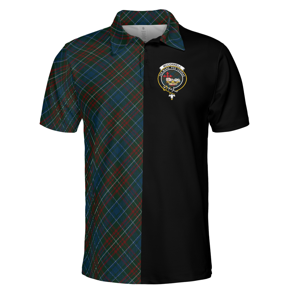 Clan McConnell Tartan Polo Shirt Half of Me - Cross Style FM51 McConnell Tartan Tartan Polo   