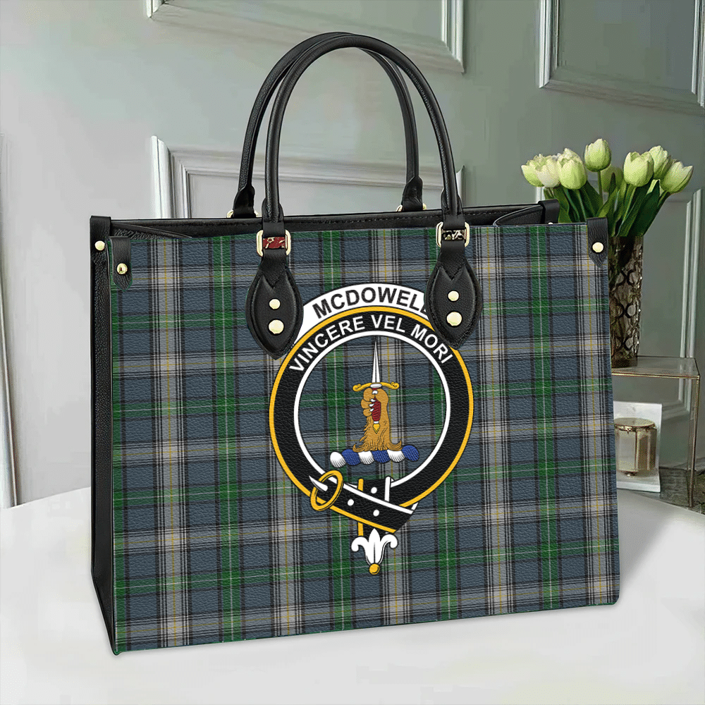 Clan McDowell Tartan Crest Leather Bag IA48 Clan Borthwick Tartan Today   
