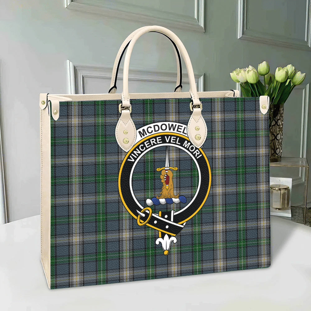 Clan McDowell Tartan Crest Leather Bag IA48 Clan Borthwick Tartan Today   