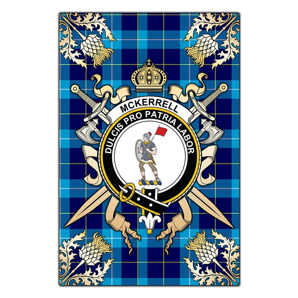 Clan McKerrell Tartan Crest Black Garden Flag  - Gold Thistle  FO64 Clan Kerr Tartan Today   